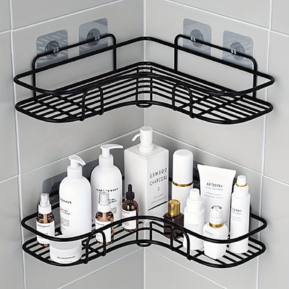 1pc Punch-Free Corner Shelf, Bathroom Rack, Wall-Mounted Storage For Toilet, Bathroom Shampoo Lotion Cosmetic Storage Rack, Bathroom Accessories