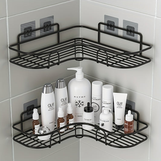 1pc Punch-Free Corner Shelf, Bathroom Rack, Wall-Mounted Storage For Toilet, Bathroom Shampoo Lotion Cosmetic Storage Rack, Bathroom Accessories