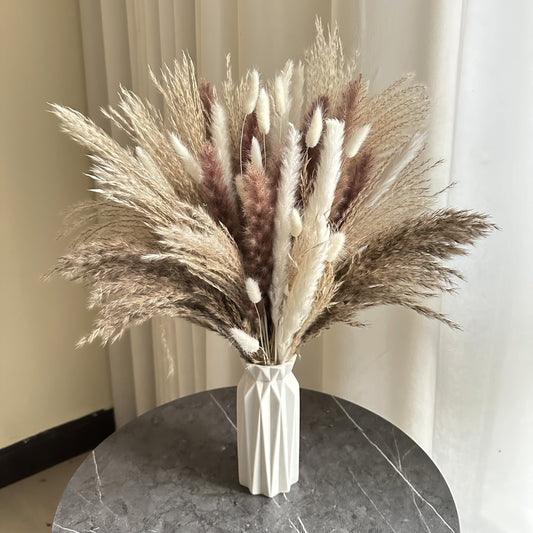 67pcs Dried Pampas Grass, Natural Dried Flower For Wedding Party Shower Living Room Bedroom Farmhouse Office Table Vase