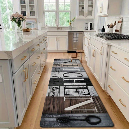 Cozy & Non-Slip Patchwork Plank Kitchen Mat - Soft, Easy-Clean Polyester Rug for Living Room, Bedroom, Dining Area - Perfect Holiday season Decor