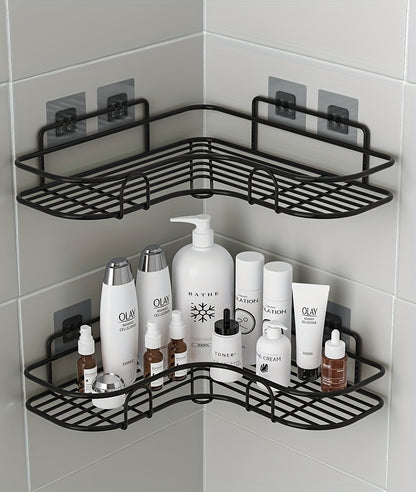 1pc Punch-Free Corner Shelf, Bathroom Rack, Wall-Mounted Storage For Toilet, Bathroom Shampoo Lotion Cosmetic Storage Rack, Bathroom Accessories