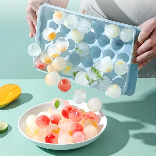 "Easy-Release Silicone Ice Cube Tray – 33 Round Molds for Perfect Ice Cubes, Perfect for Parties & Home Use"